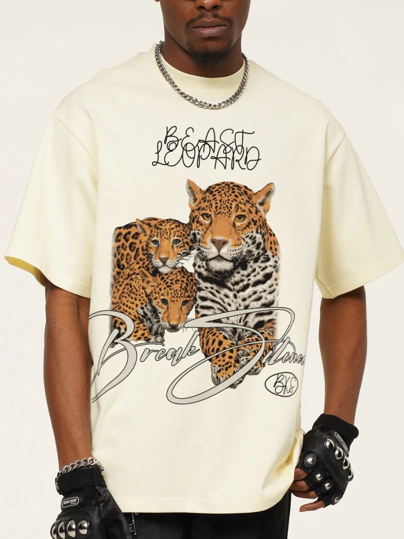 Men's Vintage Leopard Graphic Round Neck T-Shirt