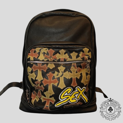 Chrome Hearts Sex Records Cross Patch Backpack in Black