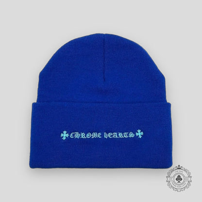Chrome Hearts Triple Cross Embroidered Beanie in Blue