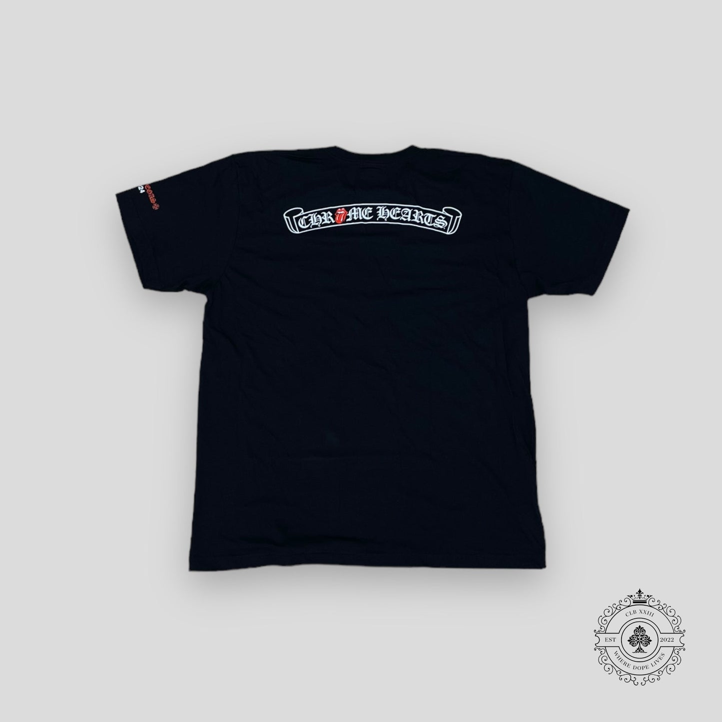 Chrome Hearts Rolling Stones Neck Logo T-Shirt