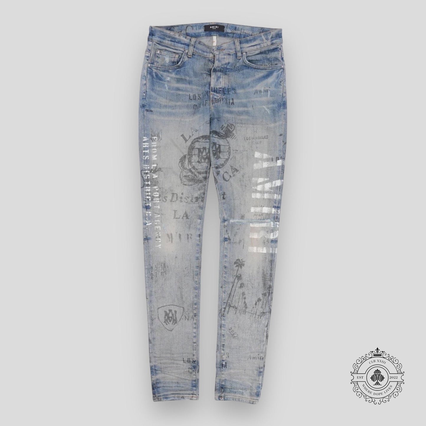 Amiri Military Stencil Jeans in Clay Indigo