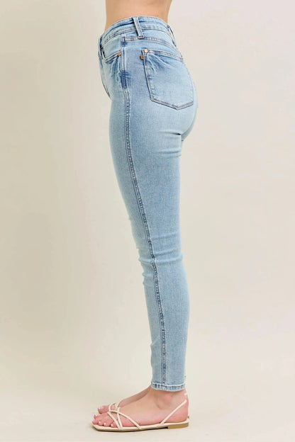 Judy Blue Full Size Mr Tummy Control Vintage Wash Skinny Jeans Plus Size