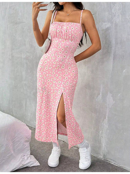 Slit Spaghetti Strap Midi Dress