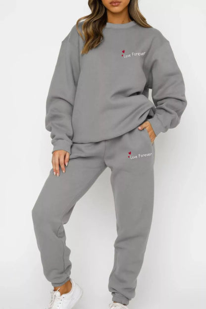 Round Neck Sweatshirt and Joggers Set