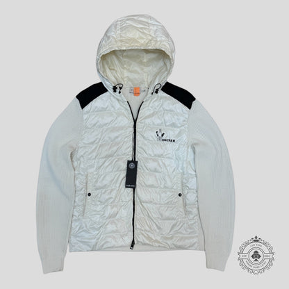 Moncler Padded Front Waffle Knit Jacket in Cream