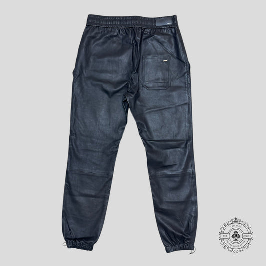 Amiri Leather Drawstring Pants in Black