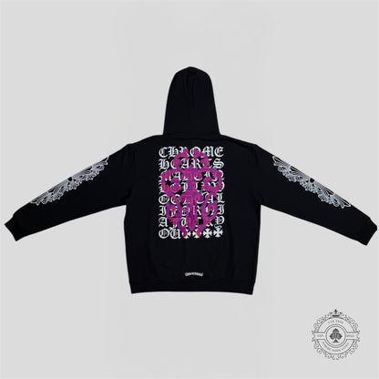 Chrome Hearts Eye Chart Dagger Hoodie in Black/Pink