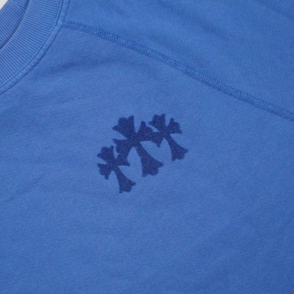Chrome Hearts Women's Triple Cross CH Flocked Crewneck in Blue