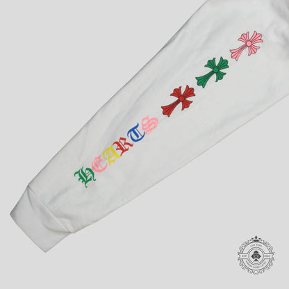 Chrome Hearts Triple Cross Hoodie in White/Multicolor