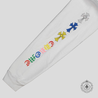 Chrome Hearts Triple Cross Hoodie in White/Multicolor