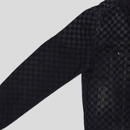 Louis Vuitton Damier Ultrablack Flocked Denim Trucker Jacket in Black