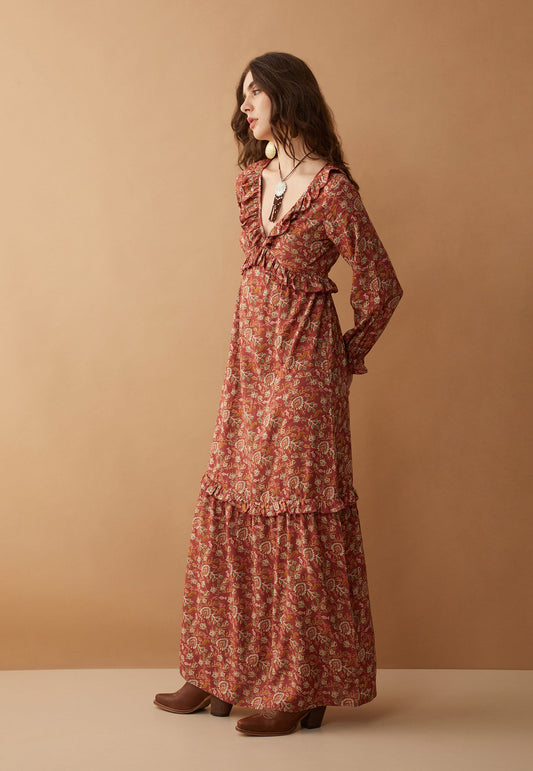 Bohera  Camille V-Neck Ruffle Dress