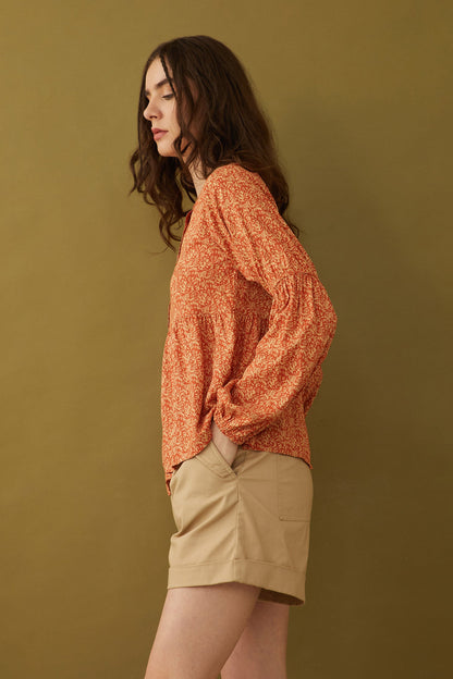 Bohera Naranja Button-down Top