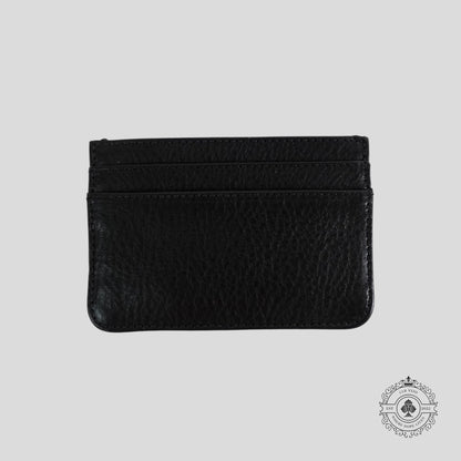 Chrome Hearts Leather Scroll Plate Cardholder in Black