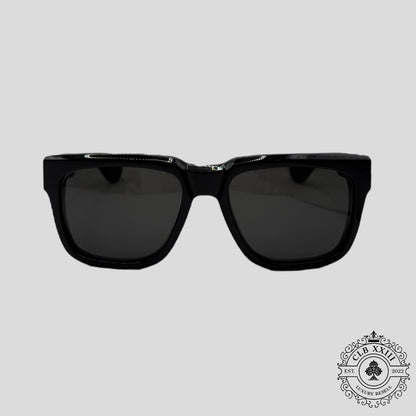 Chrome Hearts Diamond Embellished Box Officer Sunglasses in Black/Silver