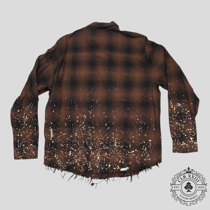 Amiri Crystal Painter Plaid Button Up in Brown