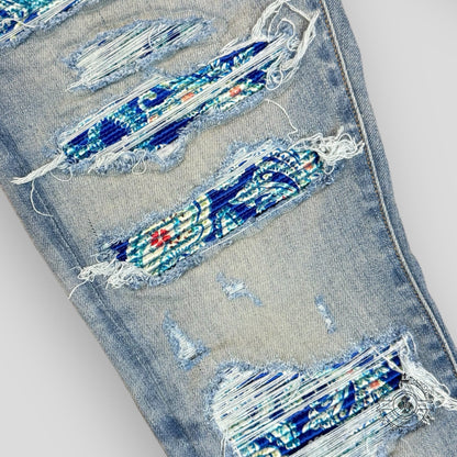 Amiri MX1 Silk PJ Thrasher Jeans in Clay Indigo