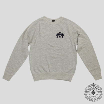 Chrome Hearts Women's Triple Cross CH Flocked Crewneck in Grey