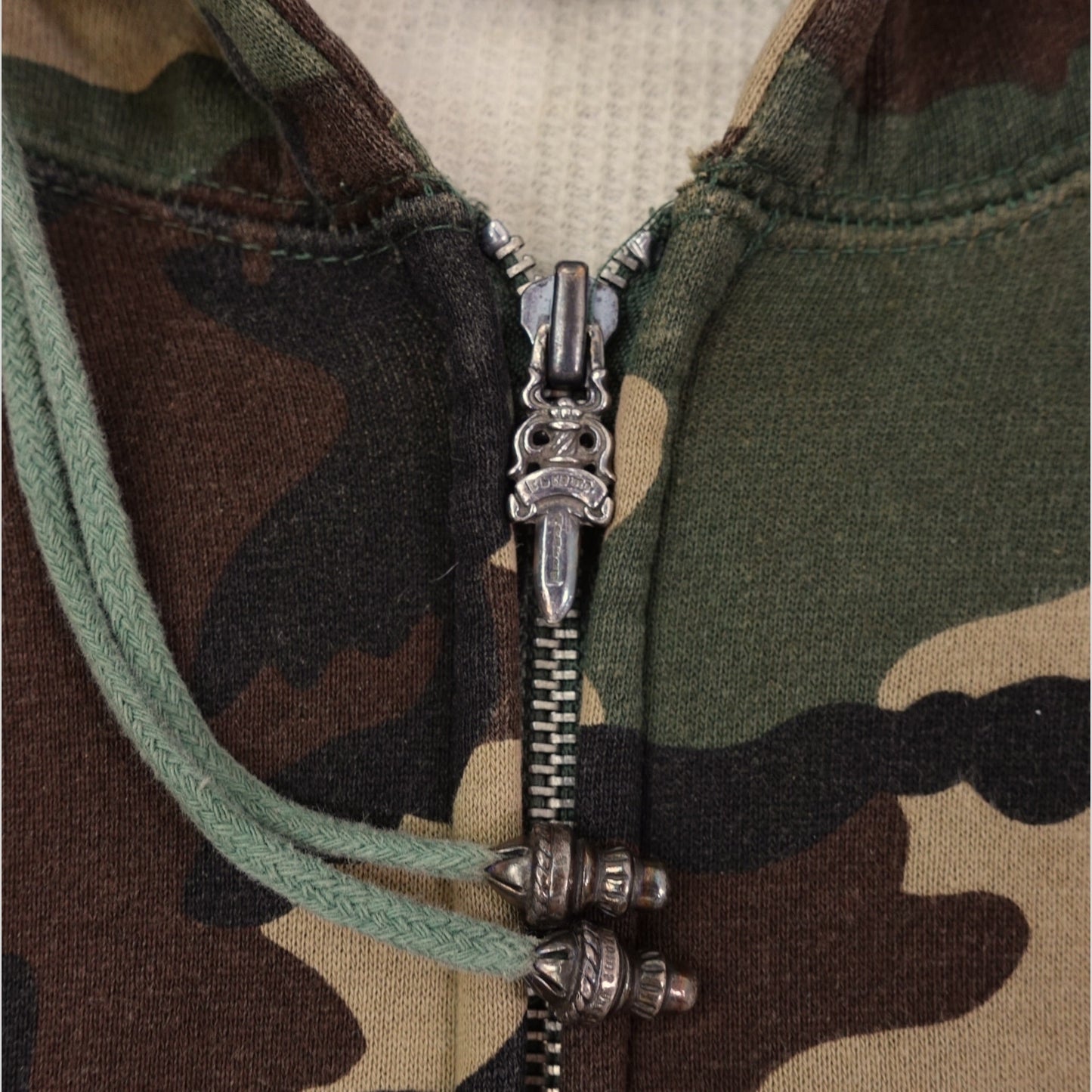 Chrome Hearts Vintage Cross Patch Thermal Zip Up Hoodie