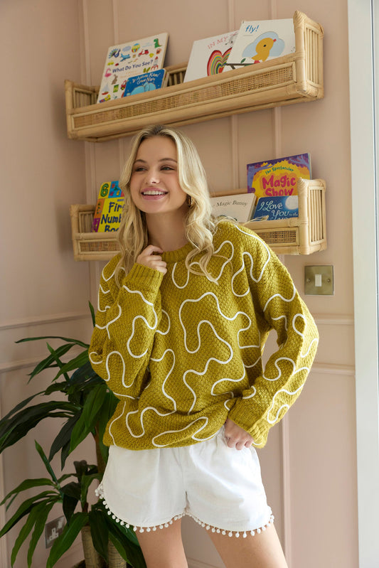 Twist of West Knitted Sweater in Yellow