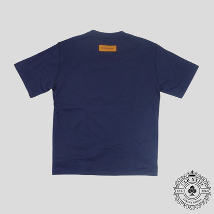 Louis Vuitton LV Stitch Print Embroidered Tee in Navy Blue