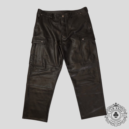 Chrome Hearts Devil Dog Leather Pants in Black