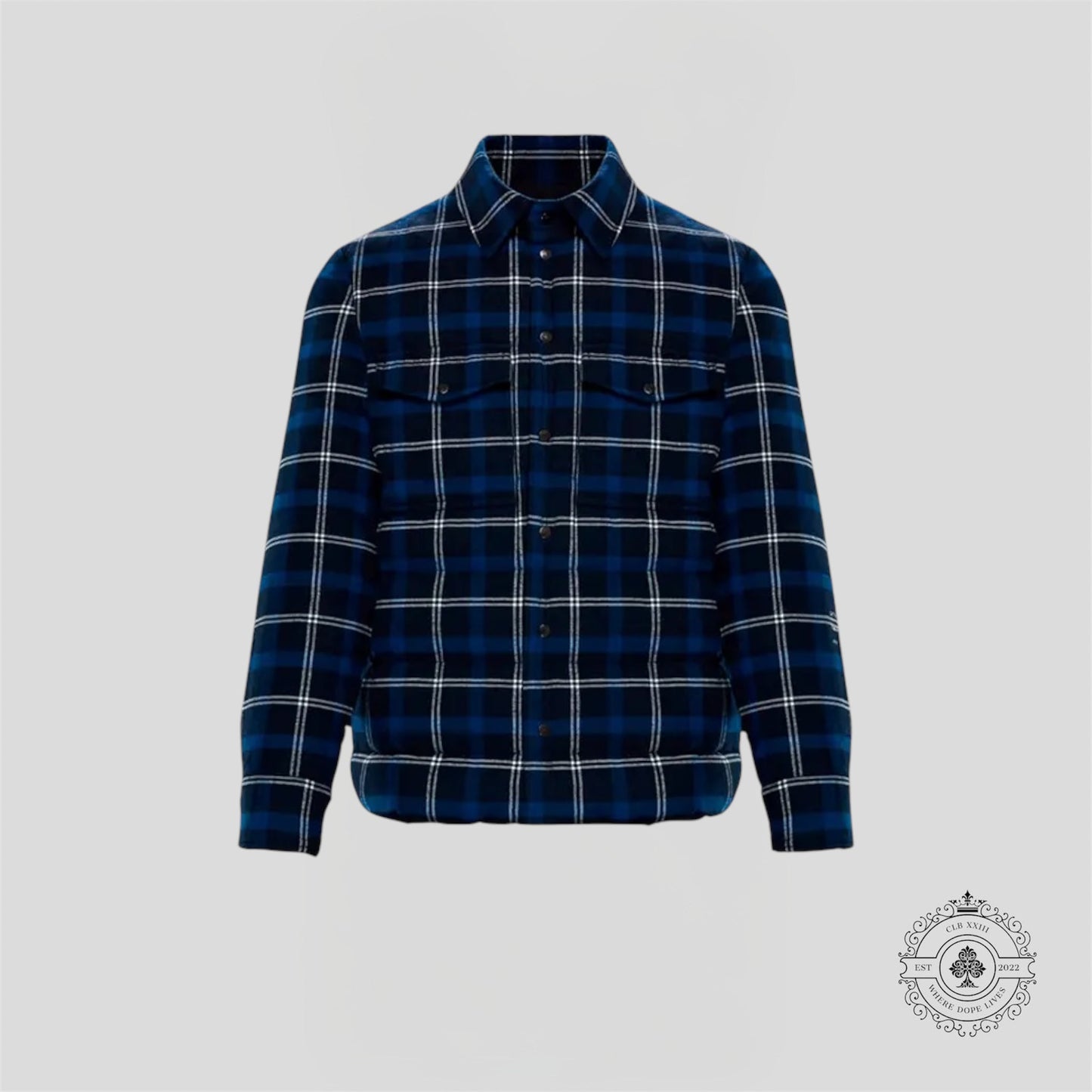 Moncler X Fragment Moron Flannel Jacked in Blue
