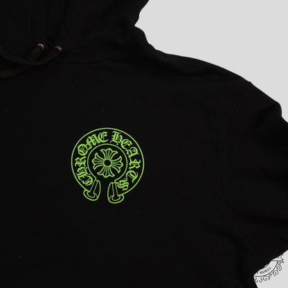 Chrome Hearts Signed Leather Cross Patch Horseshoe Logo Hoodie in Black/Green