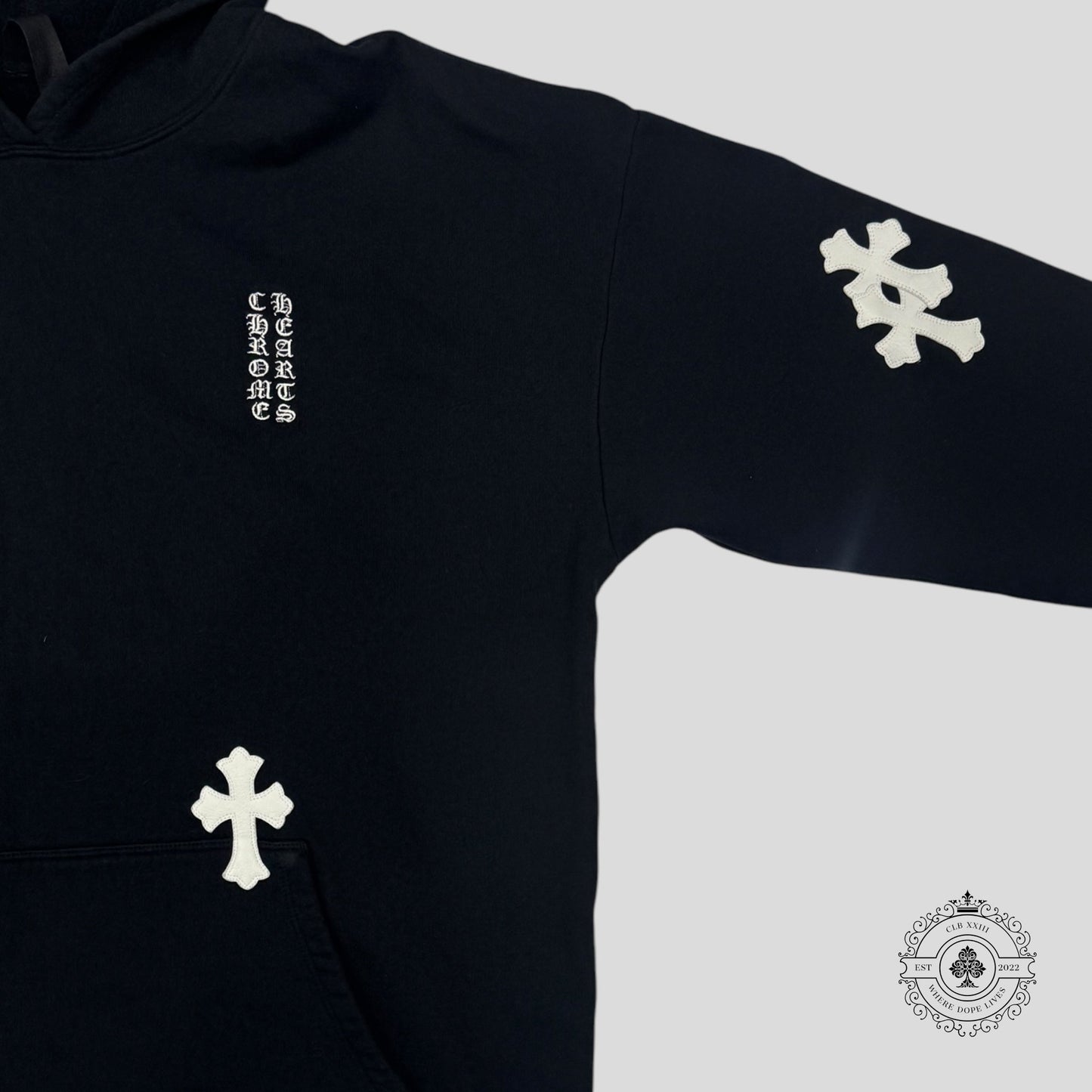 Chrome Hearts Cross Patch Hoodie in Black / White