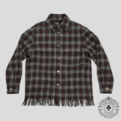 Amiri Fringe Wool Overshirt in Grey