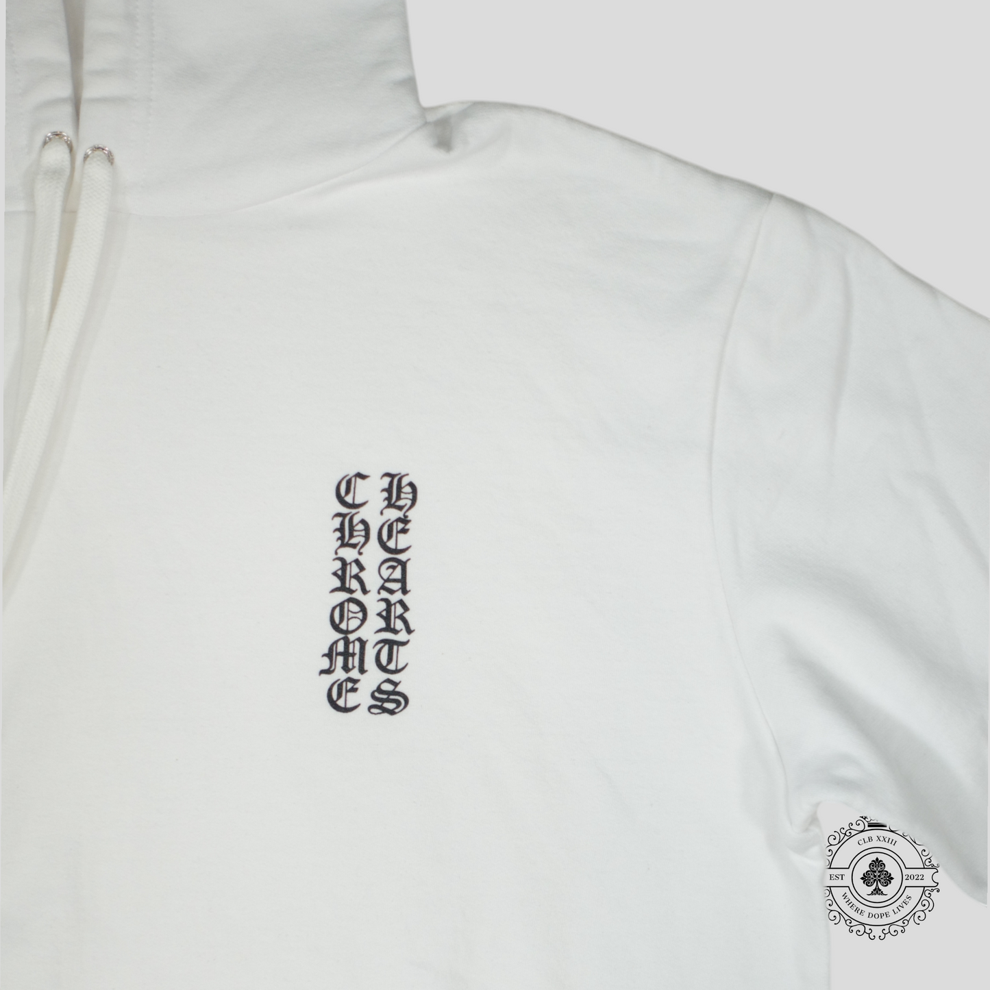 Chrome Hearts Vertical Logo Hoodie in White