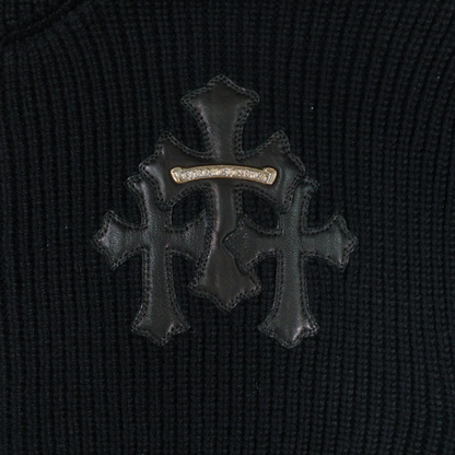 Chrome Hearts Cashmere Cross Patch Zip Up Hoodie in Black
