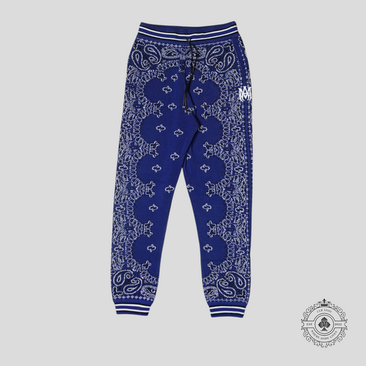 Amiri Knitted Bandana Jacquard Basketball Sweatpants in Blue