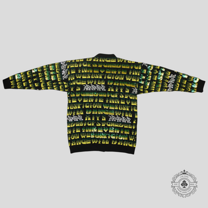 Celine Sequin Jacquard Knit Cardigan in Black/Green