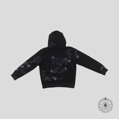 Louis Vuitton Flower Embroidered Zip Up Hoodie in Navy Blue