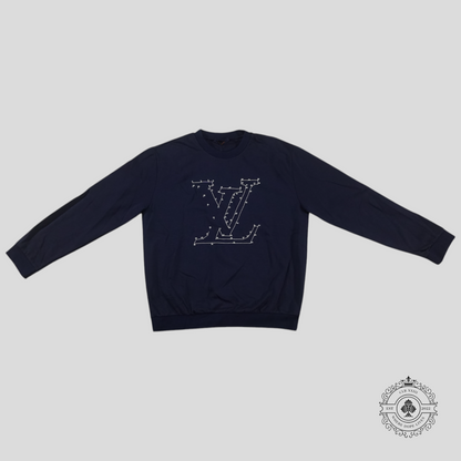 Louis Vuitton Stitch Print Embroidered Sweatshirt in Navy Blue