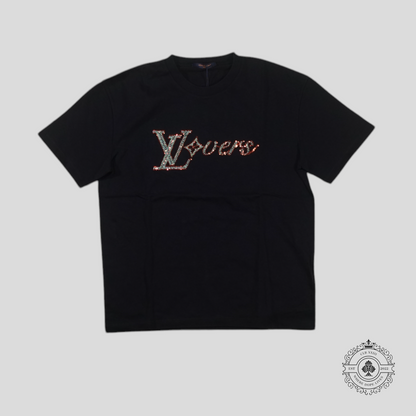 Louis Vuitton LV Lovers Embellished T-Shirt in Black