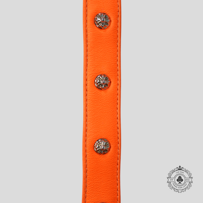 Chrome Hearts Leather Dog Collar in Orange