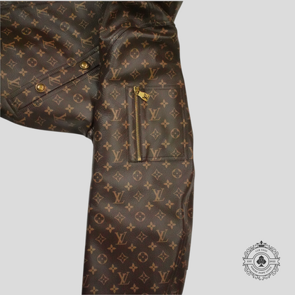 Louis Vuitton Leather Monogram Printed Parka in Brown