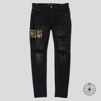 Amiri Core Applique Jeans in Aged Black