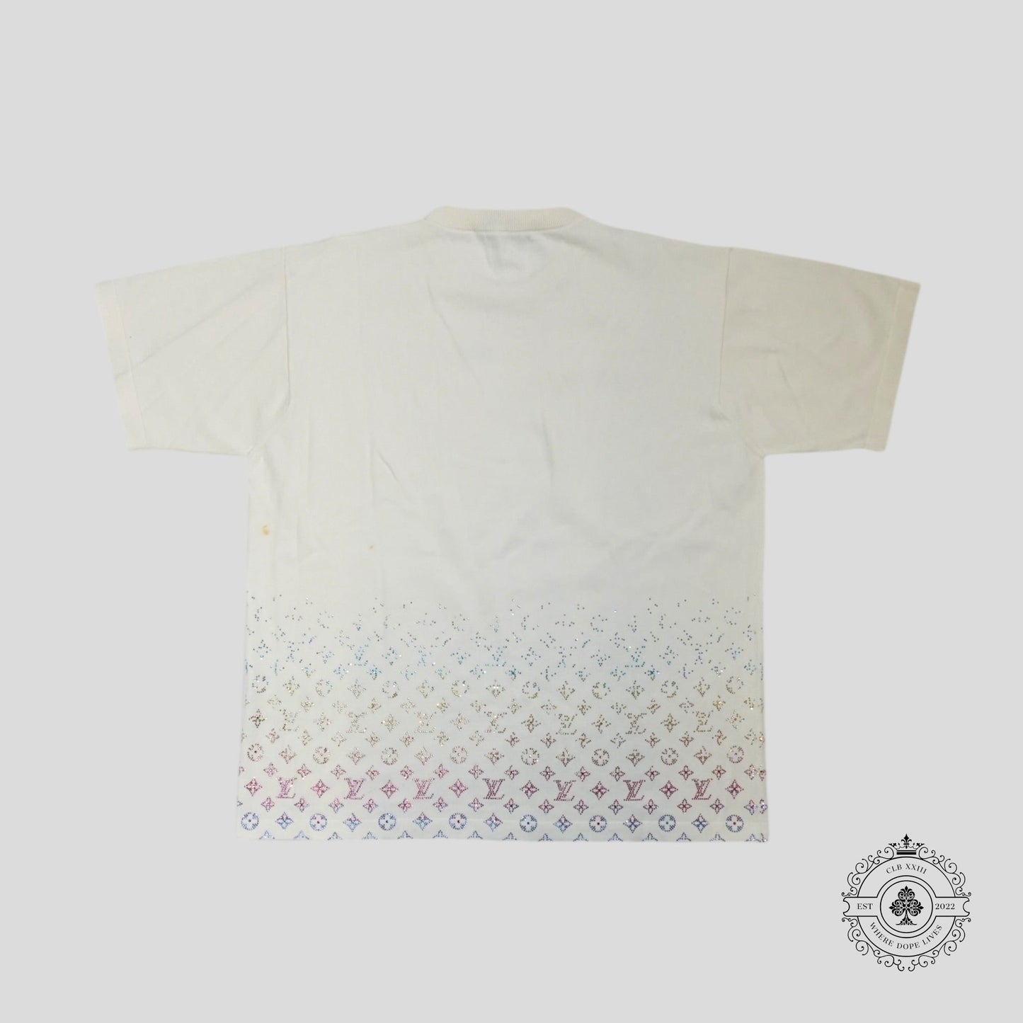 Louis Vuitton Rhinestone Monogram Degrade Tee in White