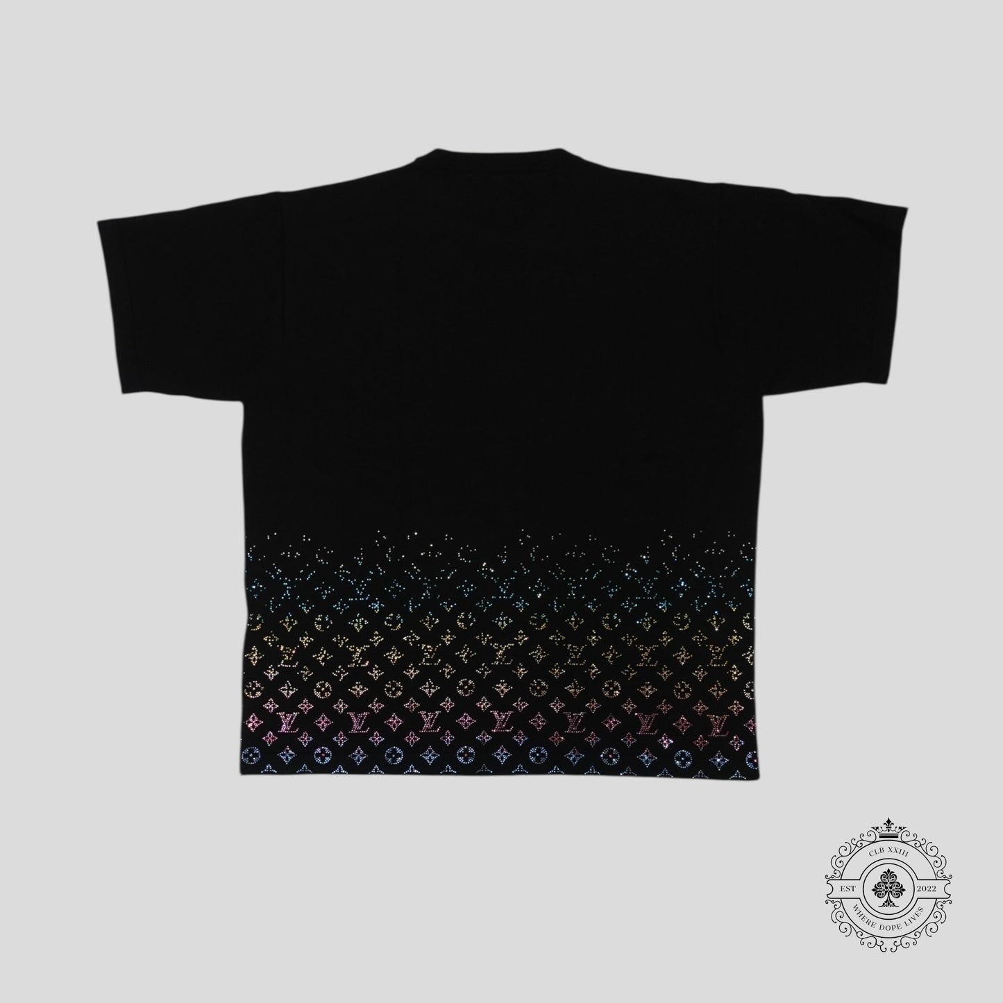 Louis Vuitton Rhinestone Monogram Degrade Tee in Black
