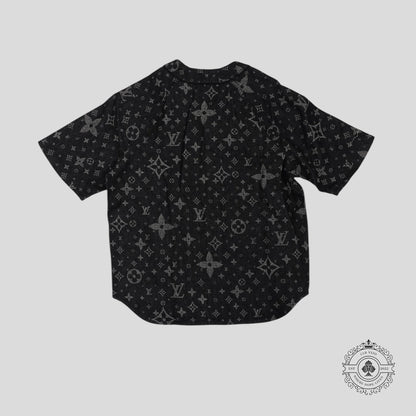 Louis Vuitton Discharged Monogram Baseball Shirt in Black