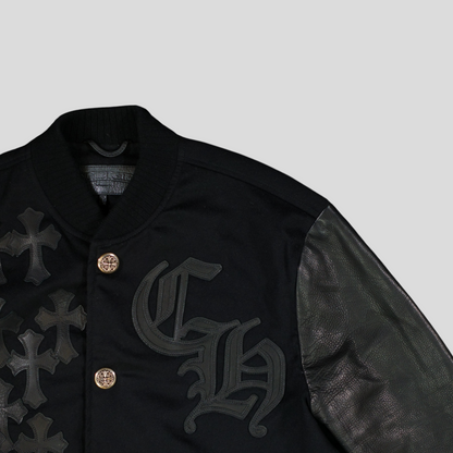 Chrome Hearts Cross Patch Varsity Jacket in Black