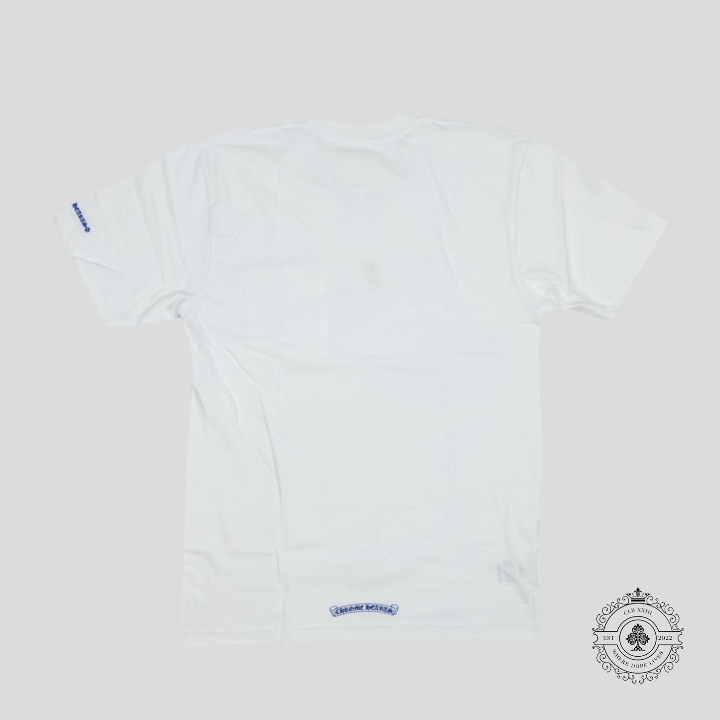 Chrome Hearts Neck Logo Tee in White/Blue