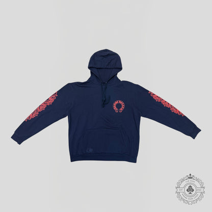 Chrome Hearts Horseshoe Logo Hoodie in Navy / Red