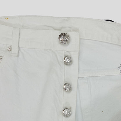 Chrome Hearts Levis Cross Patch Jeans in White / Leopard