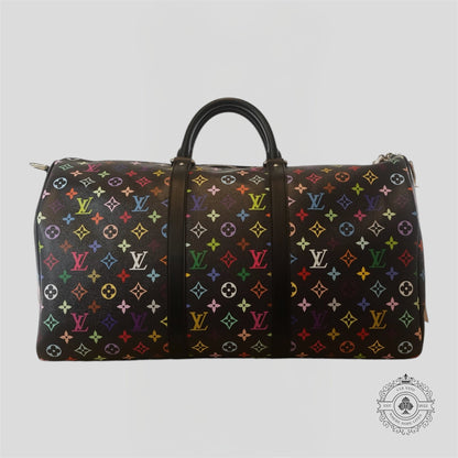 Louis Vuitton x Takashi Murakami Keepall Bandouliere 50 in Black