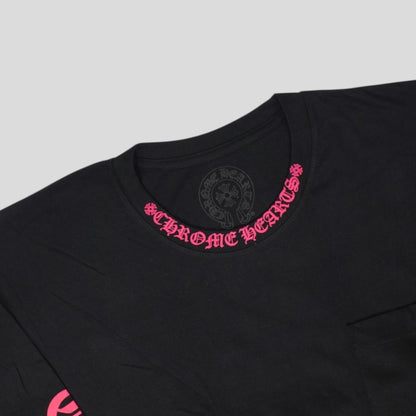 Chrome Hearts Neck Logo Long Sleeve Tee in Black/Pink
