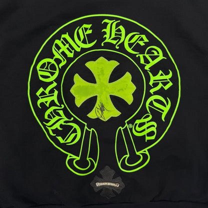 CHROME HEARTS SIGNED LEATHER CROSS PATCH HOODIE - BLACK/GREEN
